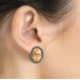 E103PE Antiqued Silver Lt Topaz Peach Oval Crystal Earrings 106372